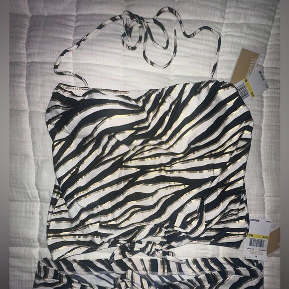 Michael Kors SET - Wrap Skirt Swim Coverup and Top Zebra Animal Print Size M / L - Picture 3 of 7
